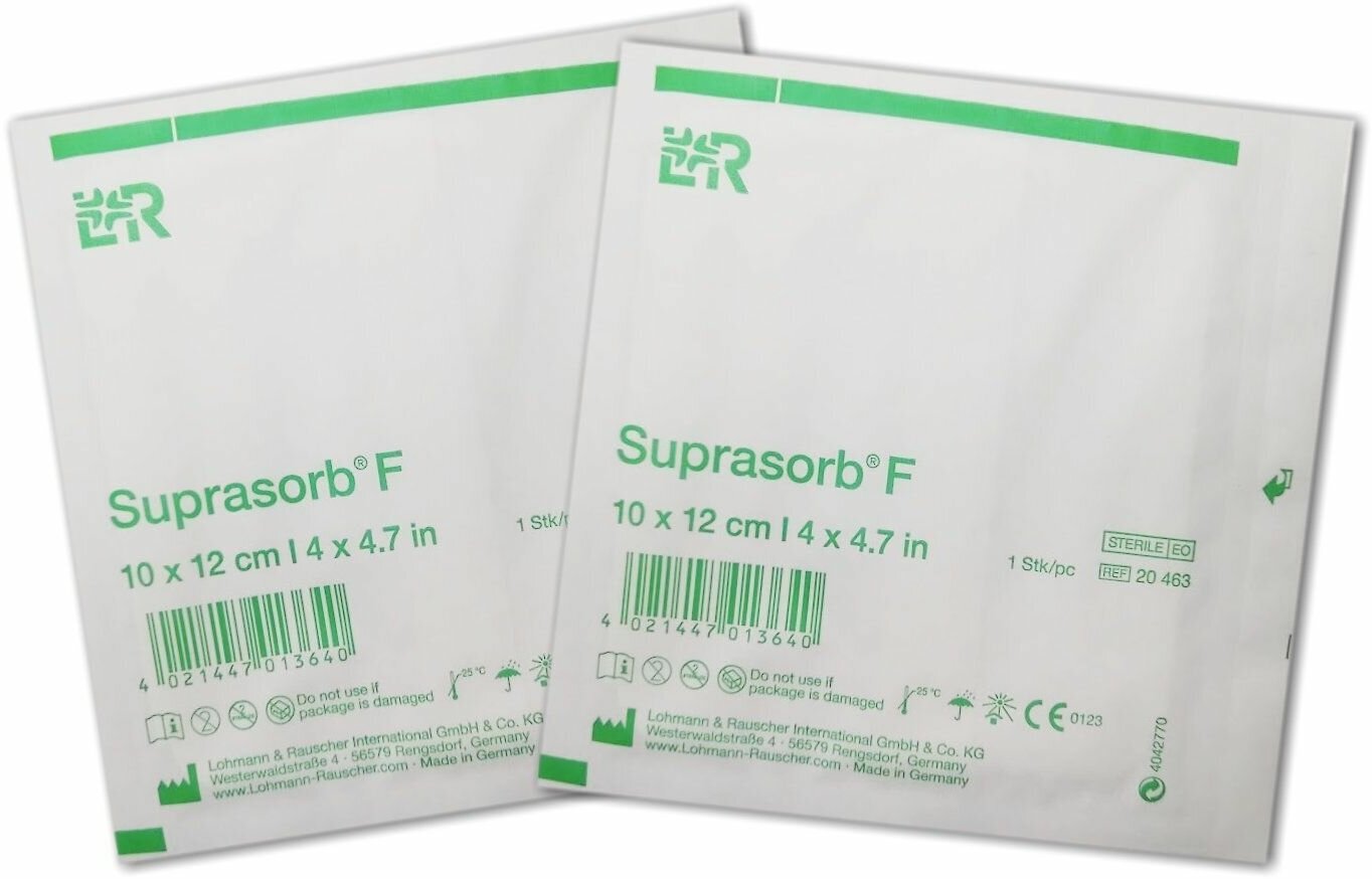 Пленочная прозрачная стерильная повязка Супрасорб F (Suprasorb F) защищает рану от вторичной инфекции (10*12 см) 2 шт.