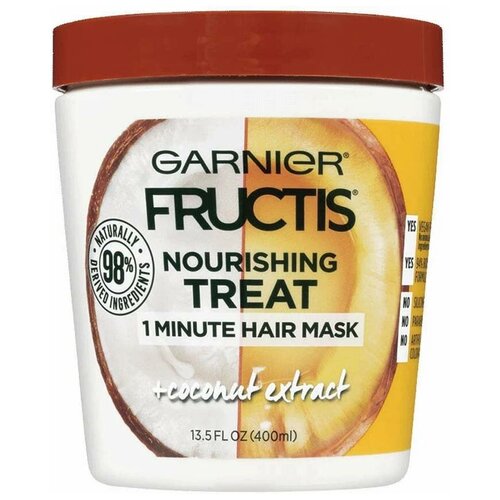 Garnier, Fructis, 1-минутная питательная маска для волос, с экстрактом кокоса, 100 мл