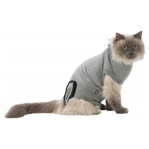 фото Защитная медицинская попона для кошки, s – m, серый trixie
