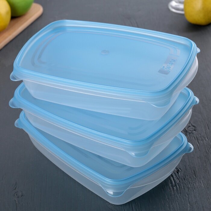 Darel plastic Набор пищевых контейнеров «Трио», 3 шт, 1,3 л, цвет микс
