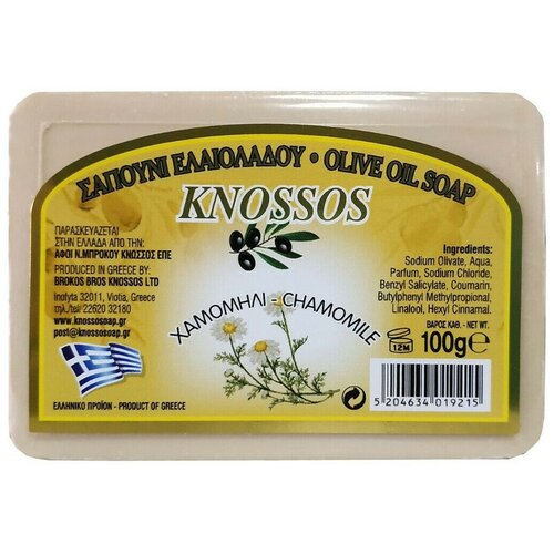 Knossos Мыло натуральное кусковое оливковое Ромашка ромашка, 100 мл, 100 г