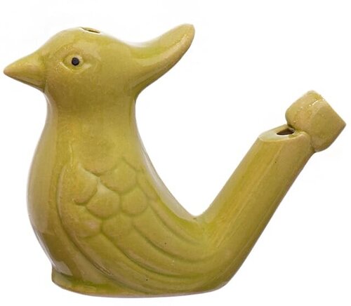 Керамическая водяная свистулька Птичка светло-зеленая 5 х 7 см 2 штуки