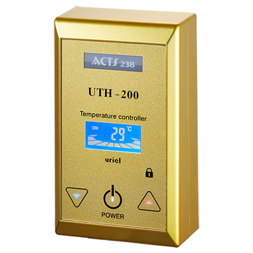 Терморегулятор/термостат UTH-200 до 4000Вт для теплого пола, золотистый. накладной терморегулятор uriel uth 200 серебристый
