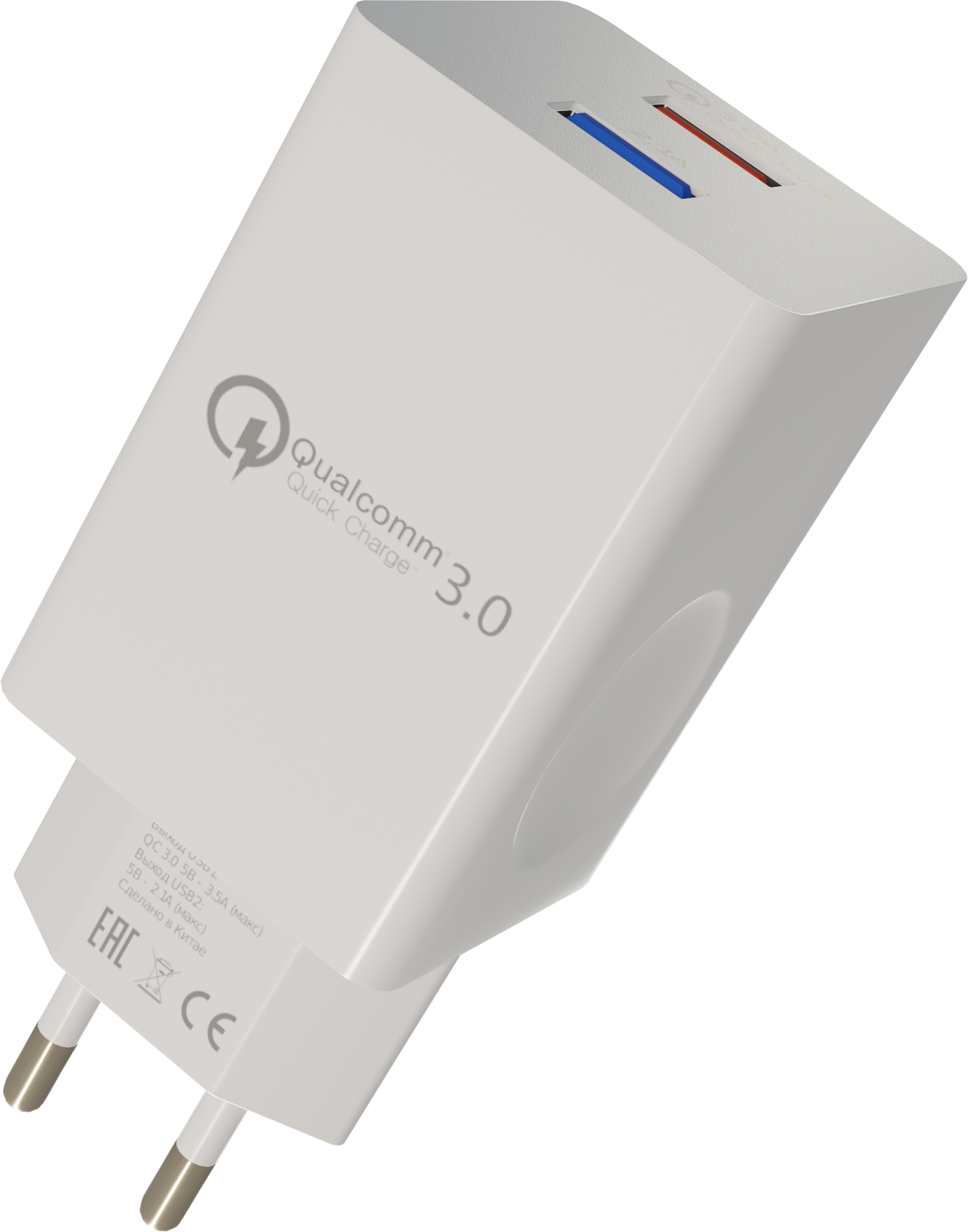 Сетевое зарядное устройство More choice Smart 2USB 3.0A QC3.0 NC55QC (White) - фото №2