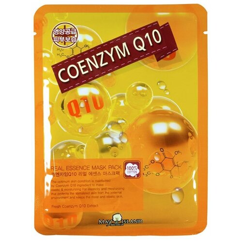 MAY ISLAND тканевая маска Real Essence Coenzym Q10 с коэнзимом Q10, 25 г, 25 мл