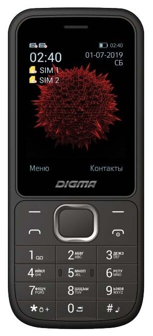 Телефон Digma Мобильный C240 Linx 32Mb черный/серый моноблок 2Sim 2.4" 240x320 0.08Mpix GSM900/1800 FM microSD max16Gb