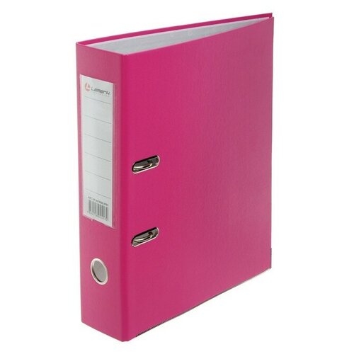 Lamark Папка-регистратор А4, 75 мм, Lamark, полипропилен, металлическая окантовка, карман на корешок, собранная, розовая