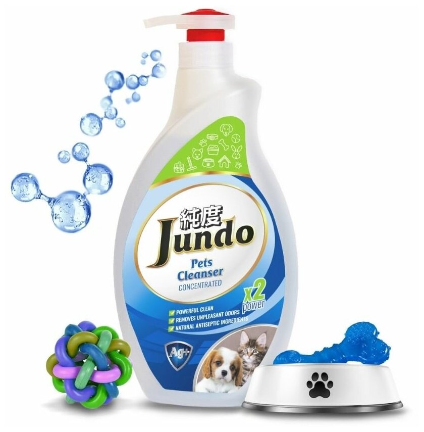 Конц-ный гель для уборки за домашними животными Jundo Pets cleanser с ионами серебра и коллагеном, 1 л - фотография № 1