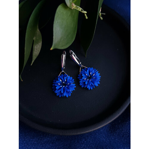 Серьги  Дизайнерские серьги Васильки, синий