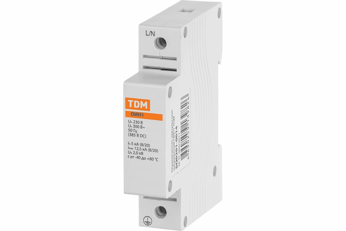 TDM ELECTRIC Ограничитель импульсных напряжений ОИН1 1Р In=5kA Un=230B Im=12.5kA SQ0201-0014