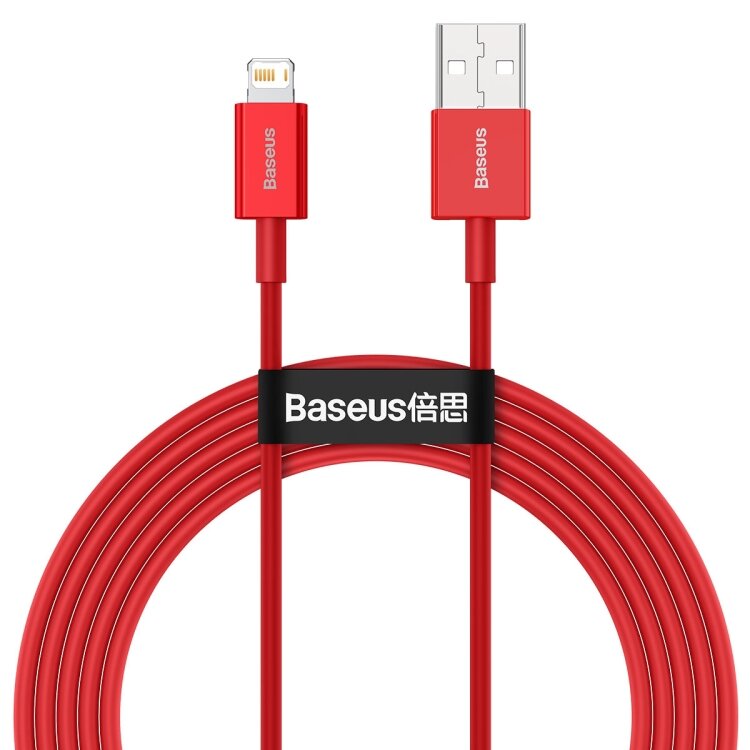 Кабель для быстрой зарядки и передачи данных Baseus Superior Series Fast Charging Data, USB to Lightning, 2.4A, 1 метр, Красный — фото 1