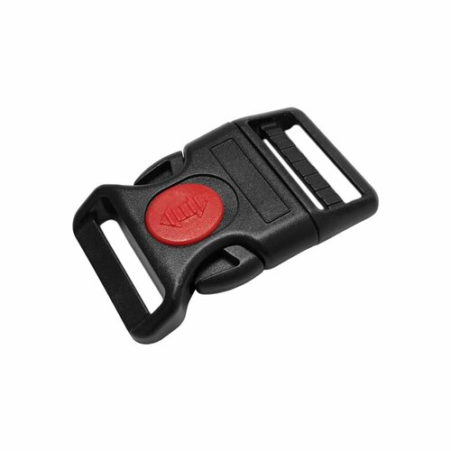 Пряжка пластиковая 30 мм с фиксатором и регулировкой, застёжка фастекс / для ремня, сумки, рюкзака, стропы / черно-красная, 2380-114R