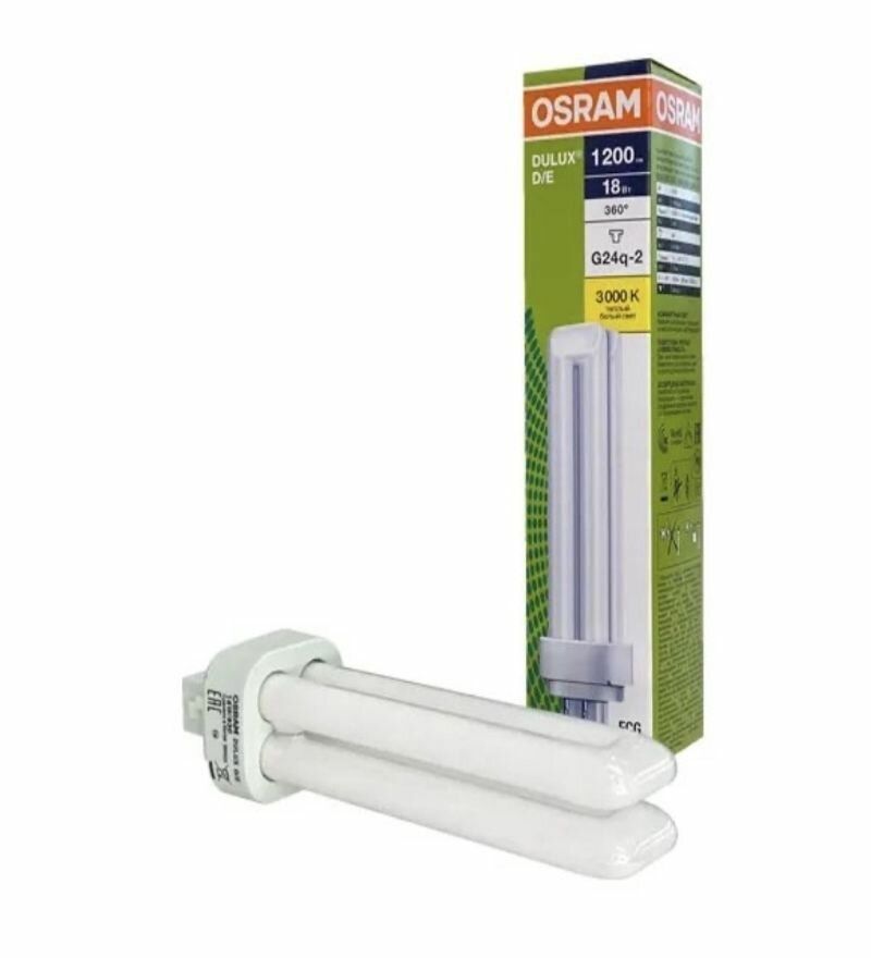Osram лампочка люминесцентная DULUX D/E 18W/830 G24q-2 (3000К)