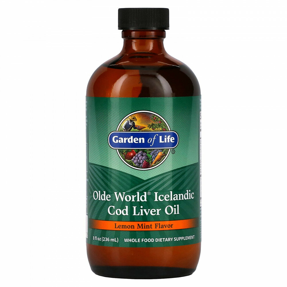 Garden of Life, Olde World®, жир печени исландской трески, лимон и мята, 236 мл (8 жидк. унций)