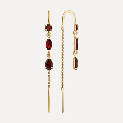 Изображение товара Серьги цепочки, красное золото, 585 проба, гранат