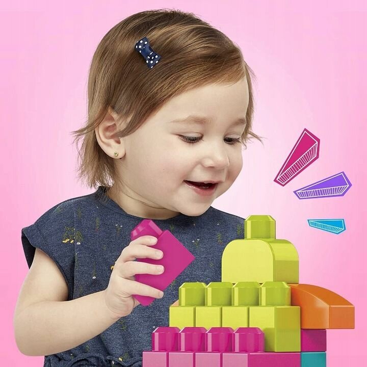 Конструктор Mega Bloks First Builders Розовый в сумке, 80 деталей - фото №6