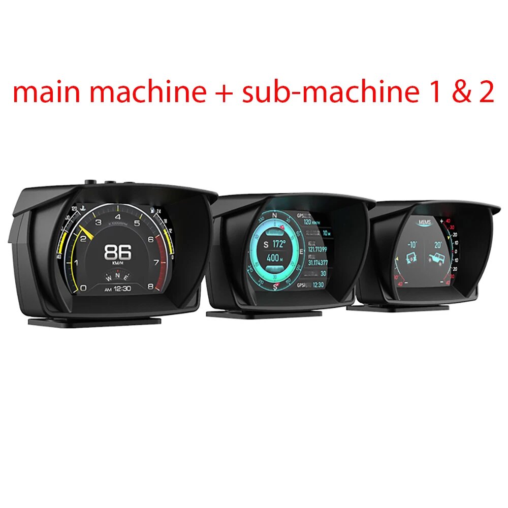 Vjoycar 2022 V61 Автомобильный бортовой компьютер 3 в 1 HUD OBD2 датчик GPS Спидометр интеллектуальная инклинометровая сигнализация, Plus Sub 1 and 2