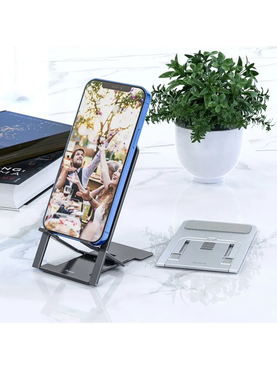 Подставка настольная Hoco Main-Way PH43, для мобильных телефонов 4,5"-7", алюминиевая, 133х76х4 мм