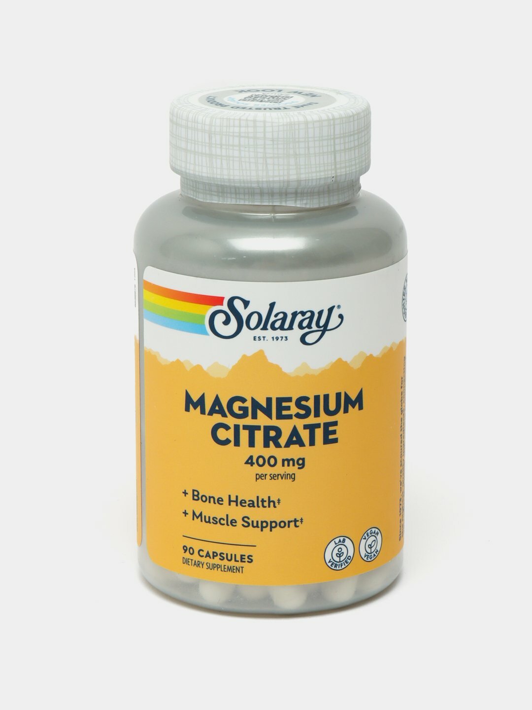 Магний цитрат Solaray Magnesium Citrate, 400 mg, 90 капсул, обеспечивает поддержку мышц