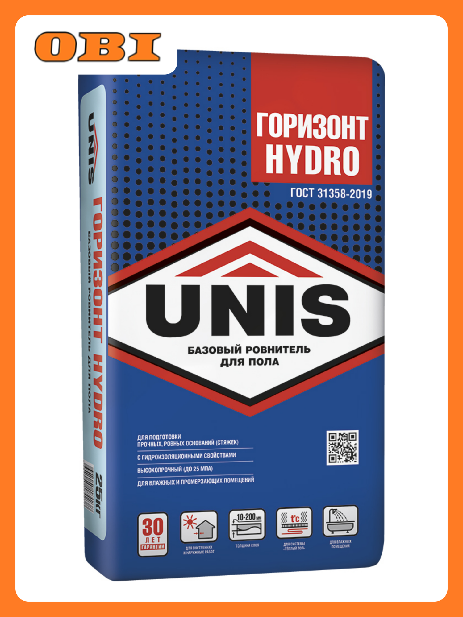 Ровнитель для пола UNIS Горизонт Hydro 25 кг сухая смесь для наружных и внутренних работ