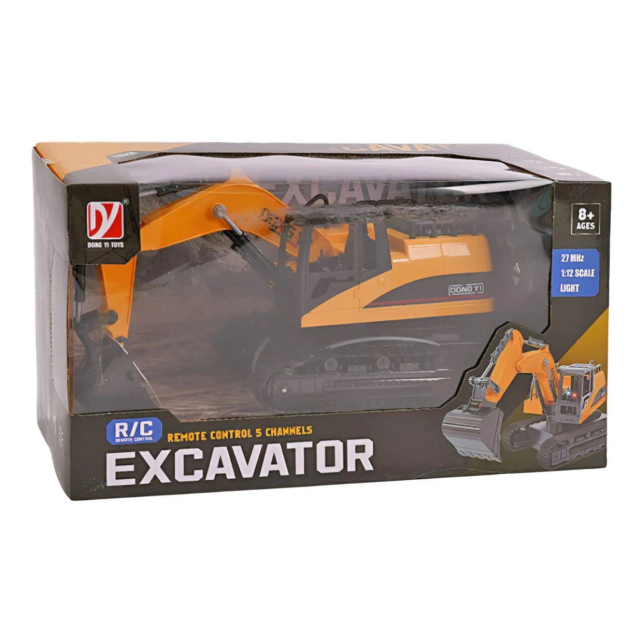 Радиоуправляемый экскаватор, масштаб 1:18, пульт на 5 каналов, свет, звук, для игры в помещении и на улице