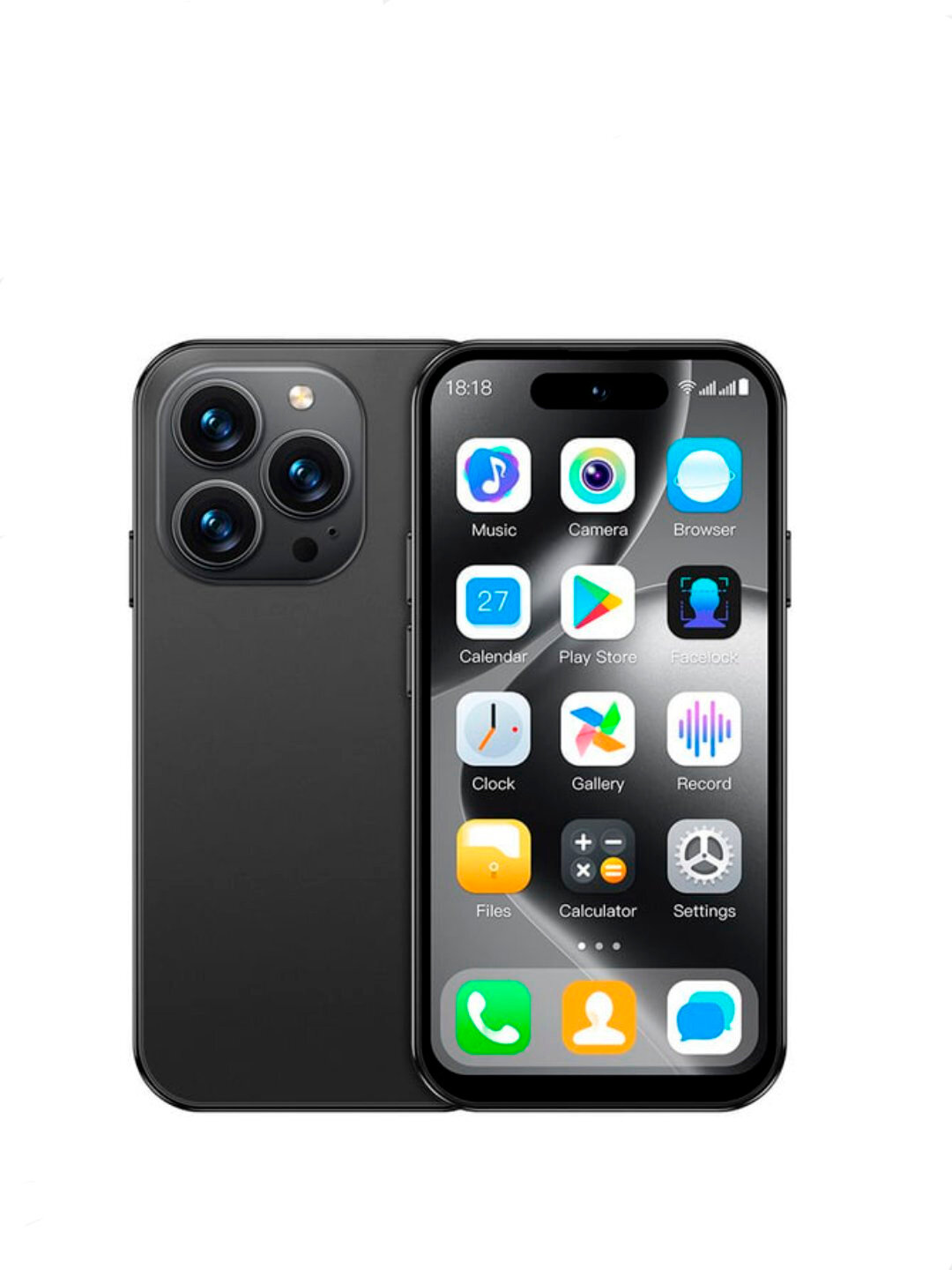 Мини смартфон, сенсорный телефон, Android 12, с памятью 2/16 Гб - Серый металлик