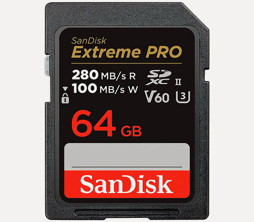 Изображение товара Карта памяти SanDisk SDXC 64GB Extreme PRO UHS-II V60, 280/100MB/s