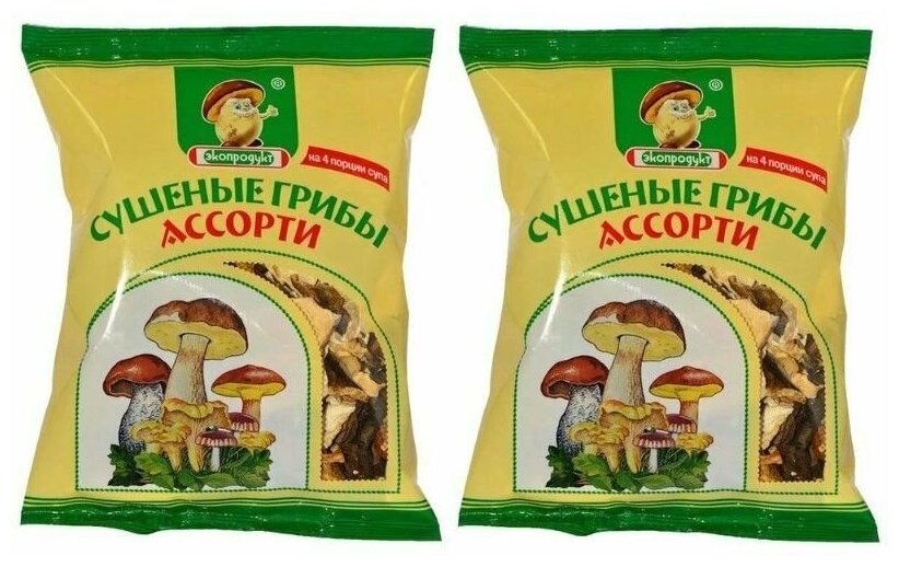 Экопродукт Грибы сушеные Ассорти, 50 г, 4 шт