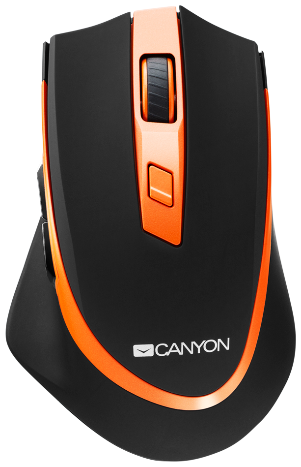 Беспроводная мышь с сенсором гейминг-класса Canyon MW-13, 800/1200/1600/2000/2400DPI, Pixart 3212, 6 кнопок, черно-оранжевый