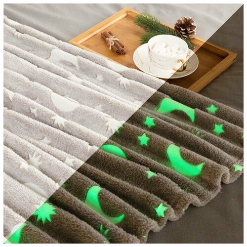 Плед светящийся в темноте Луна 200 220 см100 пэ корал-флис 3780₽