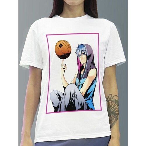 фото Футболка женская белая из хлопка с dtf рисунком аниме баскетбол куроко - 1026 будь на стиле