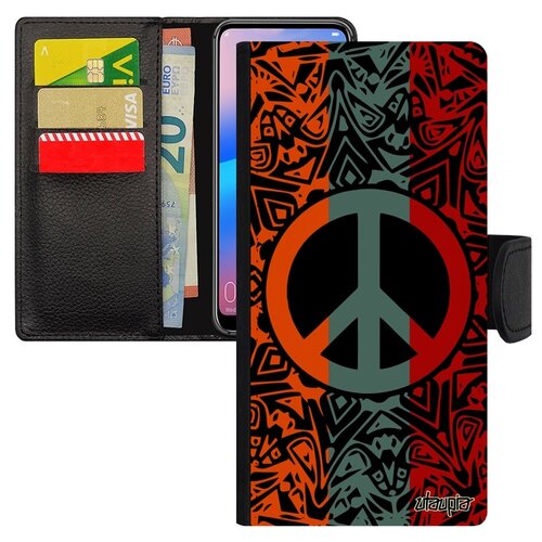 фото Чехол книжка на смартфон xiaomi redmi 6a, "peace and love" мандала стрит-арт utaupia