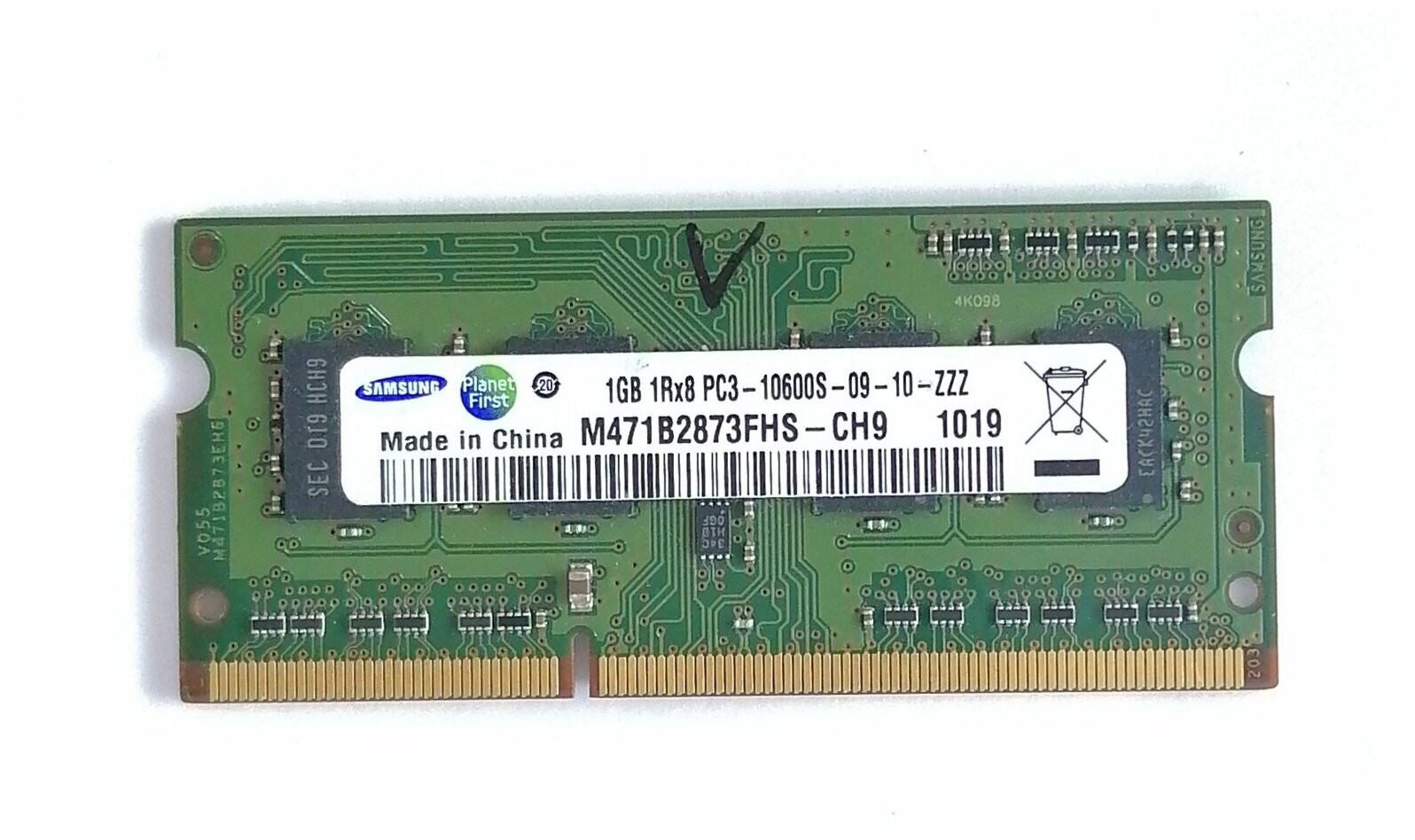 ОЗУ-DDR 3 1Gb (1R8x8 PC3-10600-09-10-ZZZ) (снятый, оригинал)