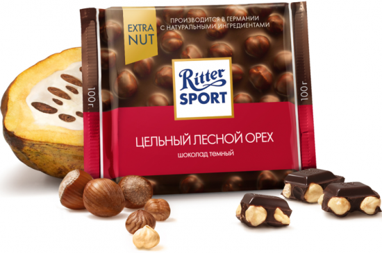 Шоколад Ritter Sport Extra Nut тёмный "цельный лесной орех" 100 г