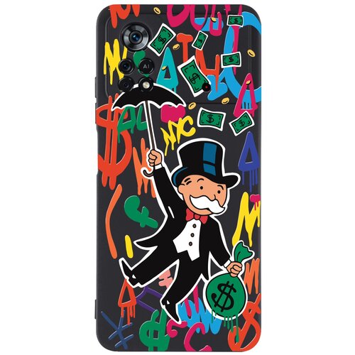 Черный силиконовый чехол MustHaveCase для Poco X4 Pro 5G Rich uncle PennyBags/Богатенький дядюшка толстосум для Поко X4 Про 5G черный силиконовый чехол musthavecase для samsung galaxy a13 5g rich uncle pennybags богатенький дядюшка толстосум для самсунг галакси а13 5g