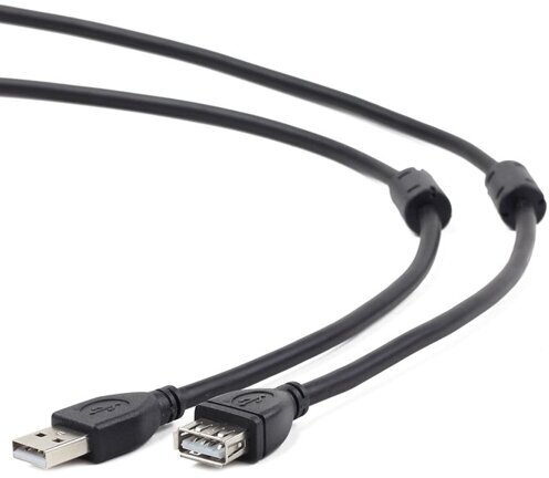 Удлинитель USB2.0 Am-Af Cablexpert CCF2-USB2-AMAF-6 Pro, экран, 2 феррита - кабель 1.8 метра, чёрный