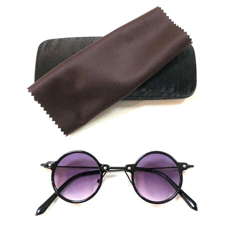 Солнцезащитные очки , круглые, оправа: пластик, с защитой от УФ, градиентные, черный