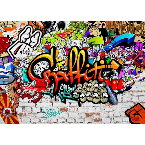 Моющиеся виниловые фотообои GrandPiK В стиле граффити. Graffiti на кирпичной стене, 280х200 см моющиеся виниловые фотообои grandpik в стиле граффити graffiti на кирпичной стене 450х250 см