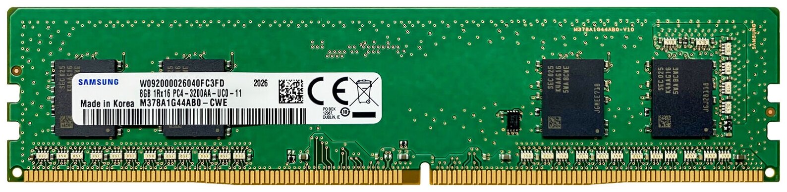 Оперативная память Samsung 8 ГБ DDR4 3200 МГц DIMM CL19 M378A1G44AB0-CWE