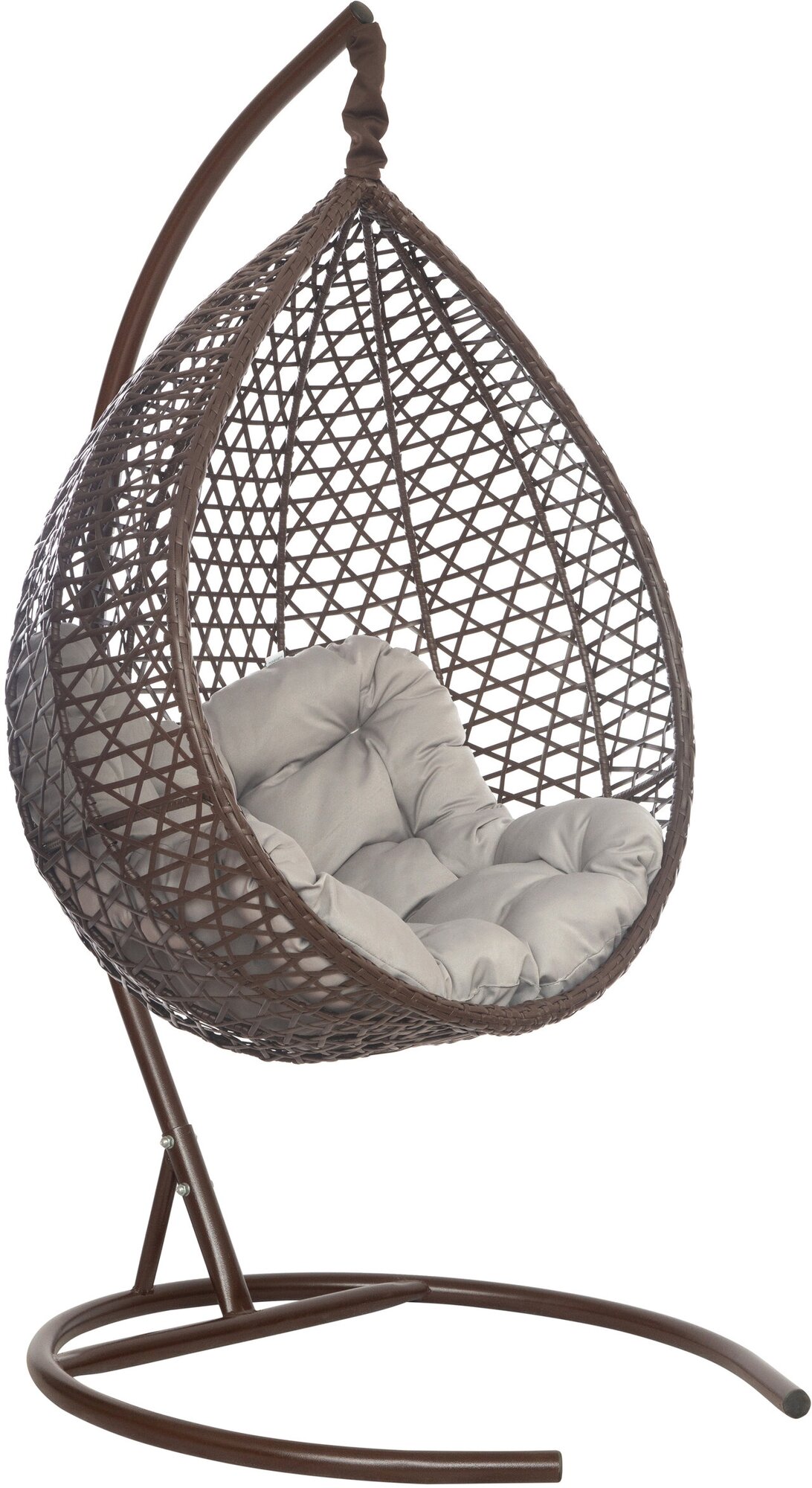Подвесное кресло-кокон MONTBLANC коричневый + каркас (светло-серая подушка Relax) - фотография № 1