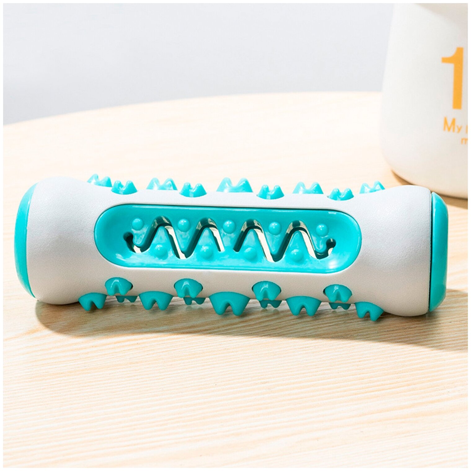 Игрушка для чистки зубов для собак 2 в 1, цвет голубой, 15х5 см - фотография № 5