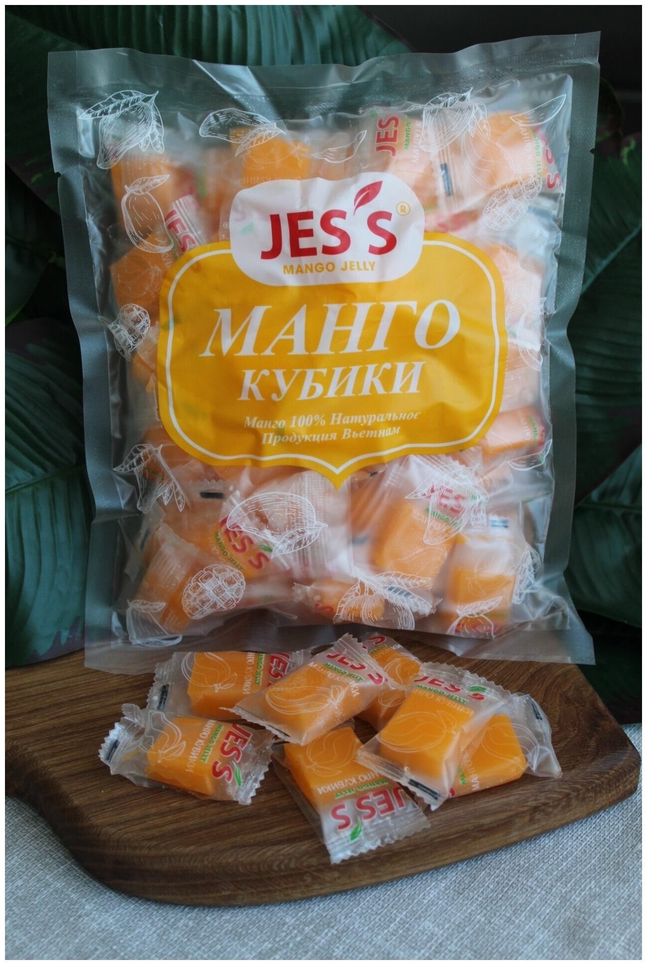 Манго натуральное кубики 500г (без сахара), пакет Jes's - фотография № 1