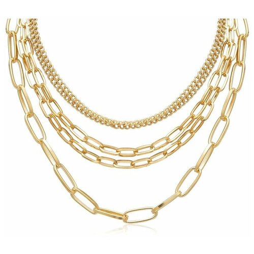 Колье, длина 32 см, желтый, золотой