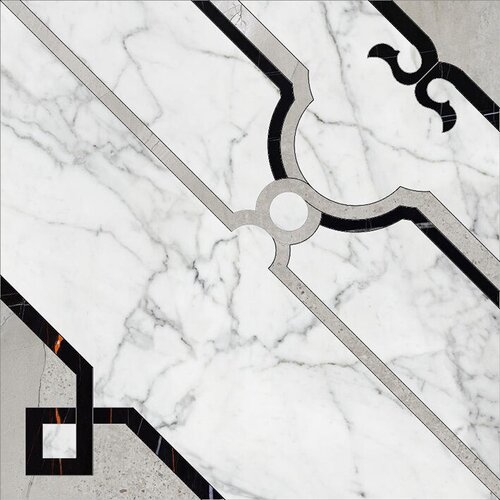 Плитка из керамогранита Kerranova Marble Trend K-1000 MR d01-cut Carrara Декор 60x60 (цена за 3 шт)