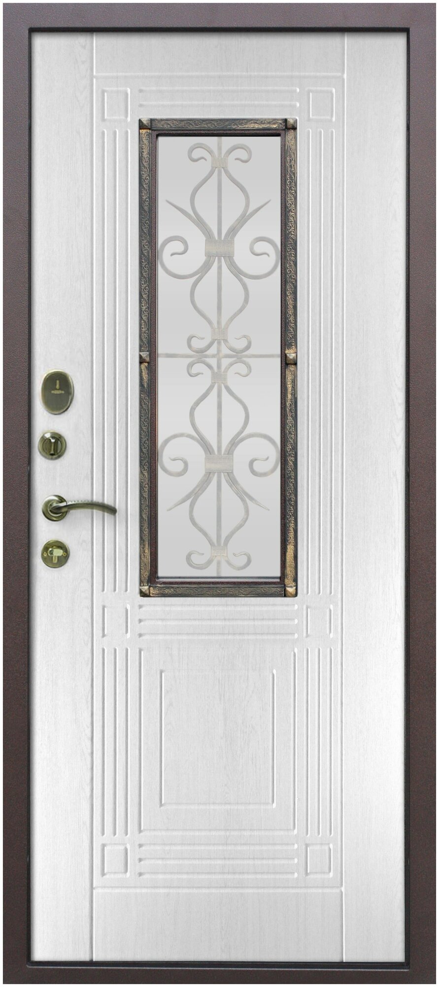 Дверь металлическая Венеция 860L Белый ясень - фотография № 1