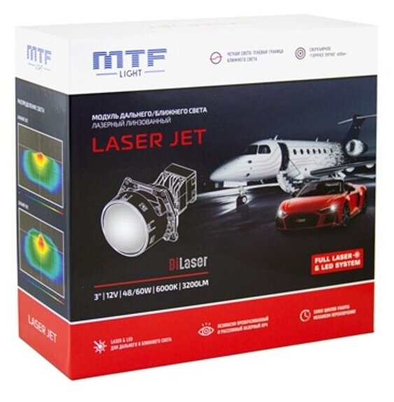 Светодиодные (модули) Bi-Led линзы проекторного типа с интегрированным лазером MTF LASER JET BiLED 3 HELLA 3R/5R (без бленд) 2шт.