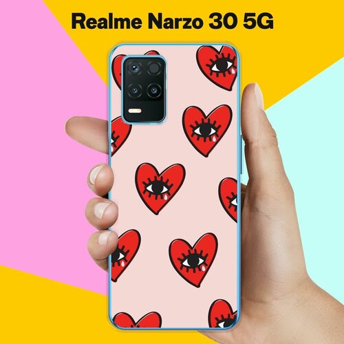 Силиконовый чехол на realme Narzo 30 5G Сердца / для Реалми Нарзо 30 5 Джи силиконовый чехол на realme narzo 30 5g клуб любителей собак для реалми нарзо 30 5 джи