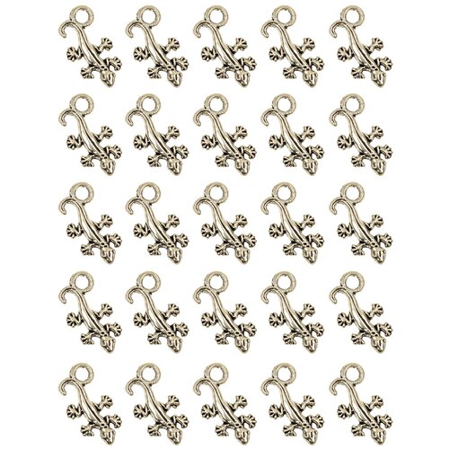 фото Набор подвесок, ящерка, длина - 22 мм, ширина - 12 мм, толщина - 2 мм, диаметр отверстия - 3 мм, материал: сплав олова с покрытием "старинное серебро", 25 шт. kaboshon