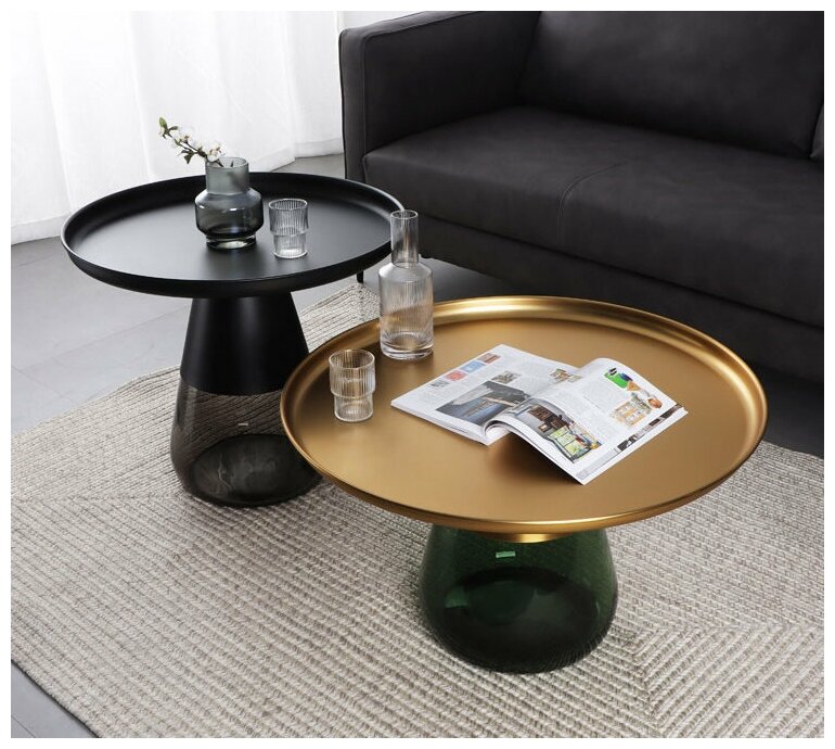 Кофейный столик Casablanca coffee table - низкий (Зеленое стекло, фиолетовый металл) - фотография № 2