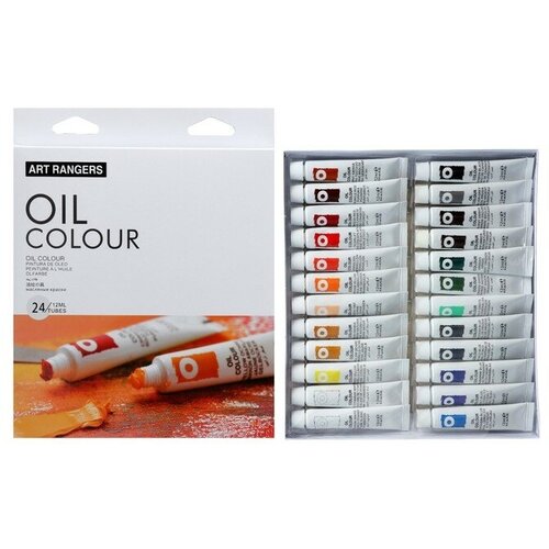 Краски масляные 24 цвета металл туба 12 мл в картонной коробке 2371₽